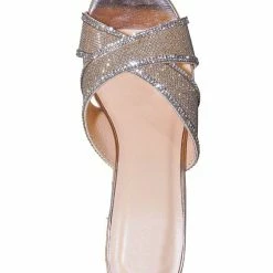 Delicious New Heron Platform Wedge Rhinestone Slipper - Women Dressy Cork Slide Mule Sandal