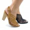 Hills By Delicious, Peep Toe Huarache Woven Sling Back Stacked Heeled Sandals