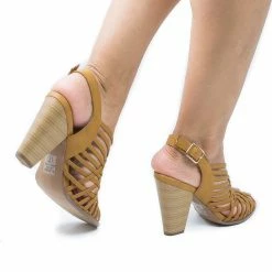 Hills By Delicious, Peep Toe Huarache Woven Sling Back Stacked Heeled Sandals