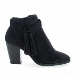 Issey By Delicious, Western Tassel Stacked High Heel Ankle Boots