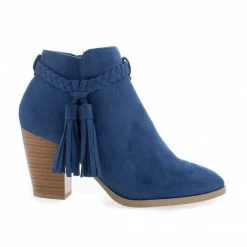 Issey By Delicious, Western Tassel Stacked High Heel Ankle Boots