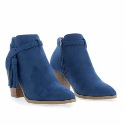 Issey By Delicious, Western Tassel Stacked High Heel Ankle Boots