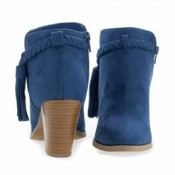 Issey By Delicious, Western Tassel Stacked High Heel Ankle Boots