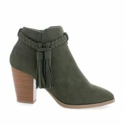 Issey By Delicious, Western Tassel Stacked High Heel Ankle Boots