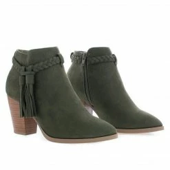 Issey By Delicious, Western Tassel Stacked High Heel Ankle Boots