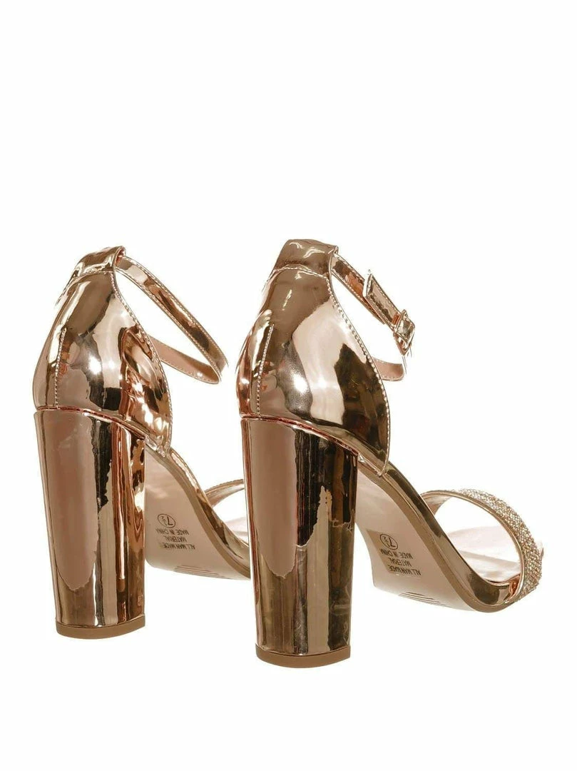 Delicious Laser Rhinestone Crystal Block Heel - Women Evening Shimmering Dress Sandal New