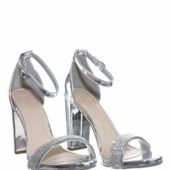 Delicious Laser Rhinestone Crystal Block Heel - Women Evening Shimmering Dress Sandal New
