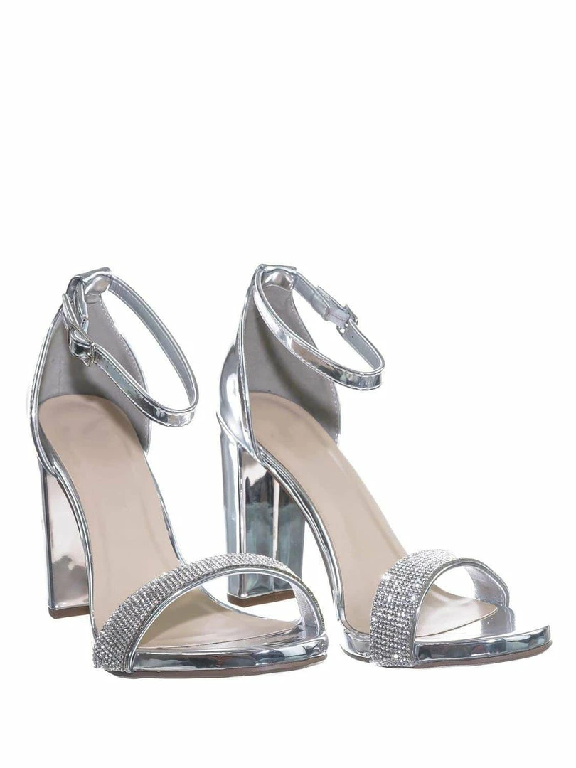 Delicious Laser Rhinestone Crystal Block Heel - Women Evening Shimmering Dress Sandal New