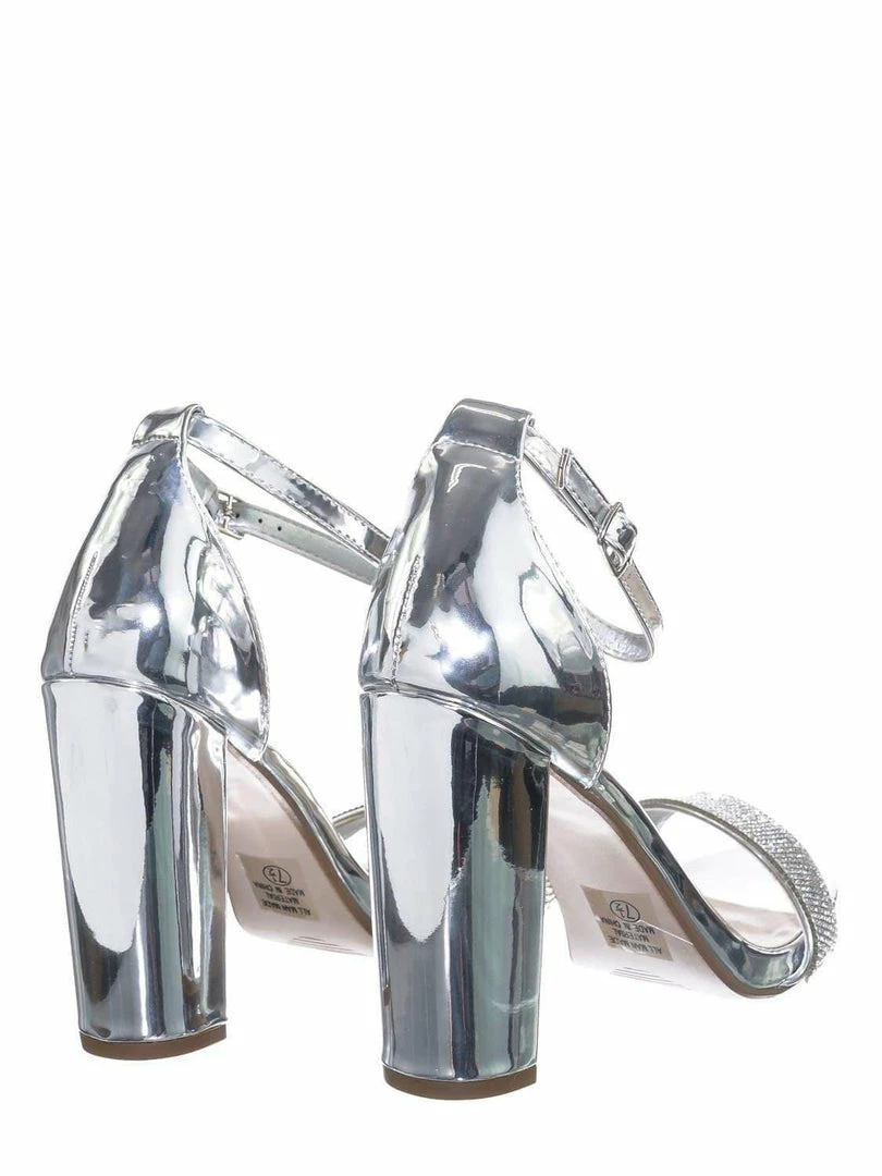 Delicious Laser Rhinestone Crystal Block Heel - Women Evening Shimmering Dress Sandal New