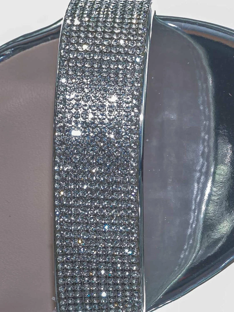 Delicious Laser Rhinestone Crystal Block Heel - Women Evening Shimmering Dress Sandal New