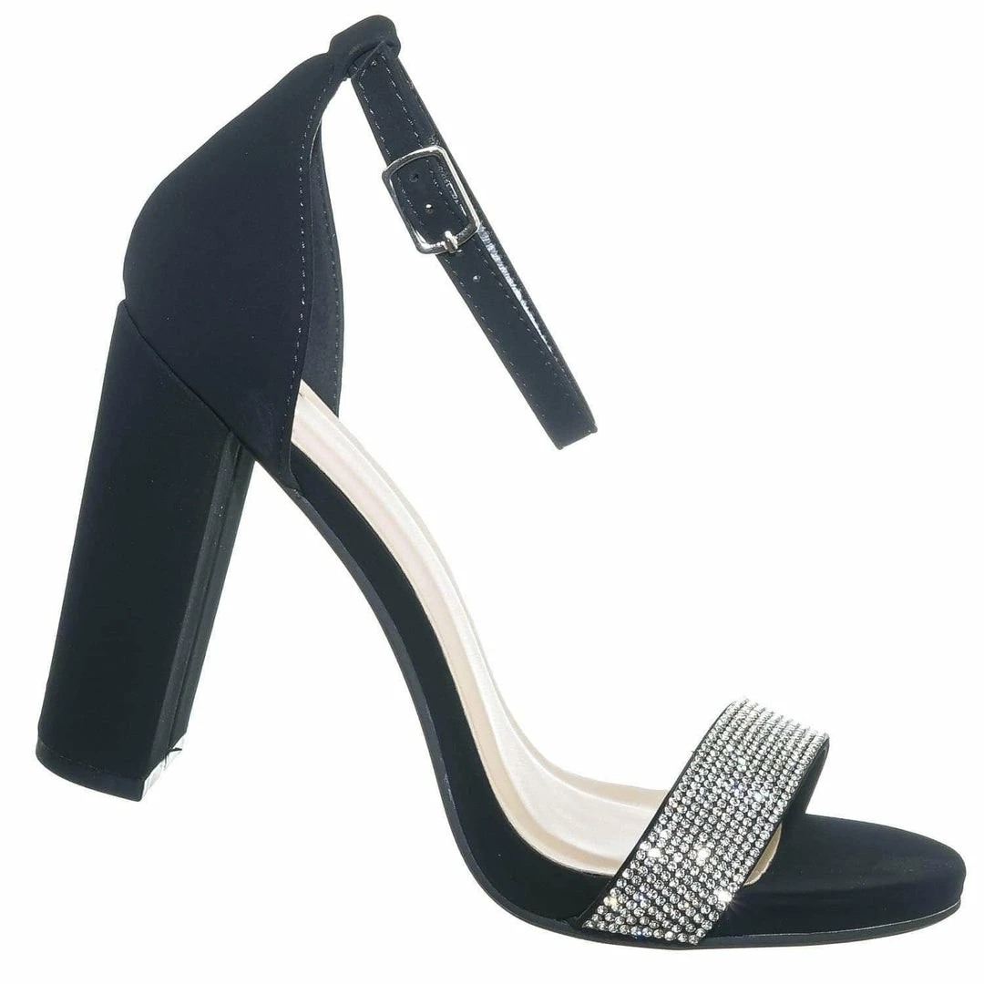 Delicious Laser Rhinestone Crystal Block Heel - Women Evening Shimmering Dress Sandal New
