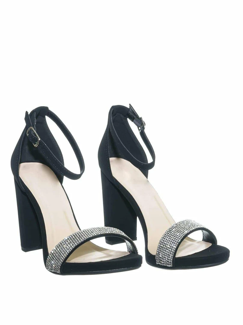 Delicious Laser Rhinestone Crystal Block Heel - Women Evening Shimmering Dress Sandal New