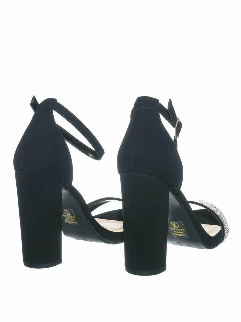 Delicious Laser Rhinestone Crystal Block Heel - Women Evening Shimmering Dress Sandal New