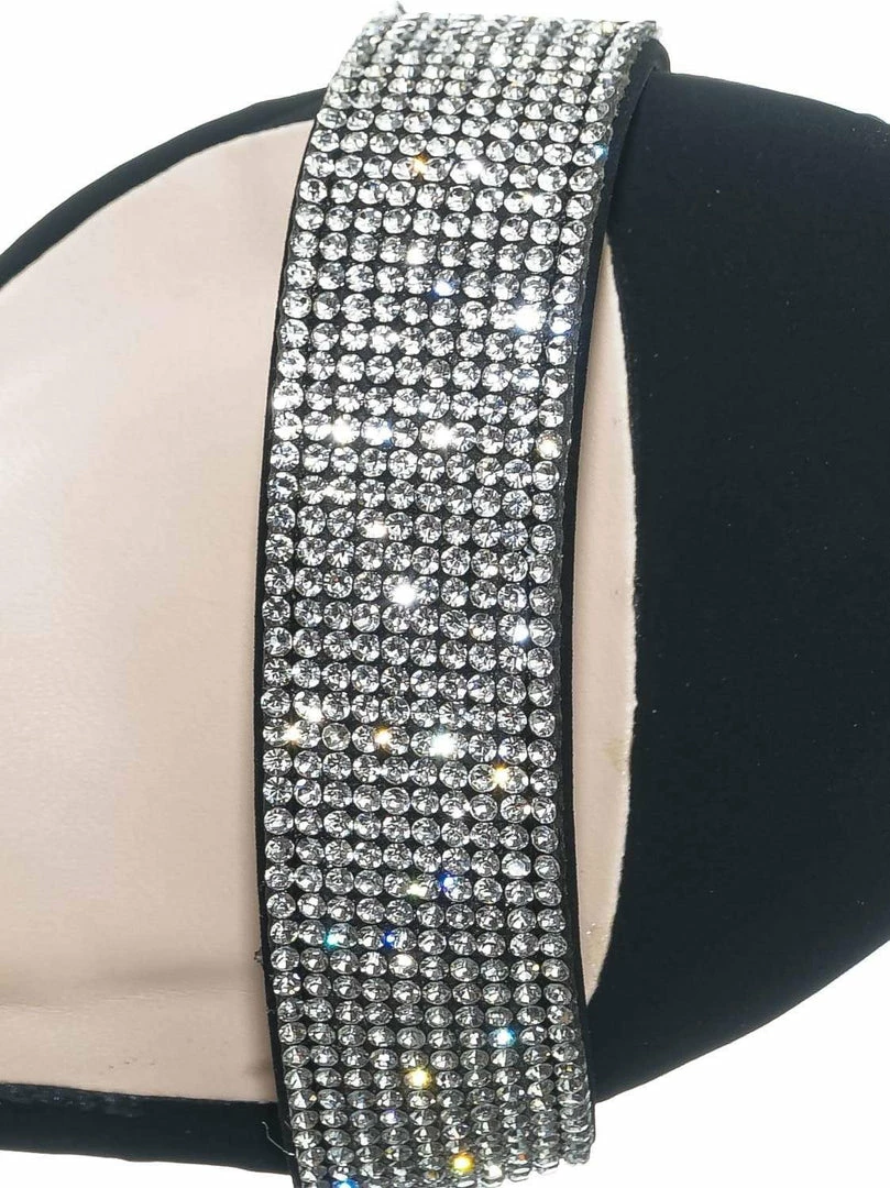 Delicious Laser Rhinestone Crystal Block Heel - Women Evening Shimmering Dress Sandal New