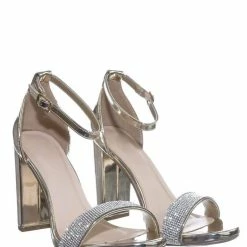 Delicious Laser Rhinestone Crystal Block Heel - Women Evening Shimmering Dress Sandal New