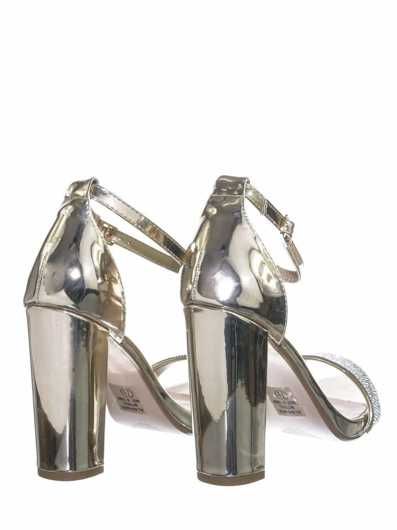 Delicious Laser Rhinestone Crystal Block Heel - Women Evening Shimmering Dress Sandal New