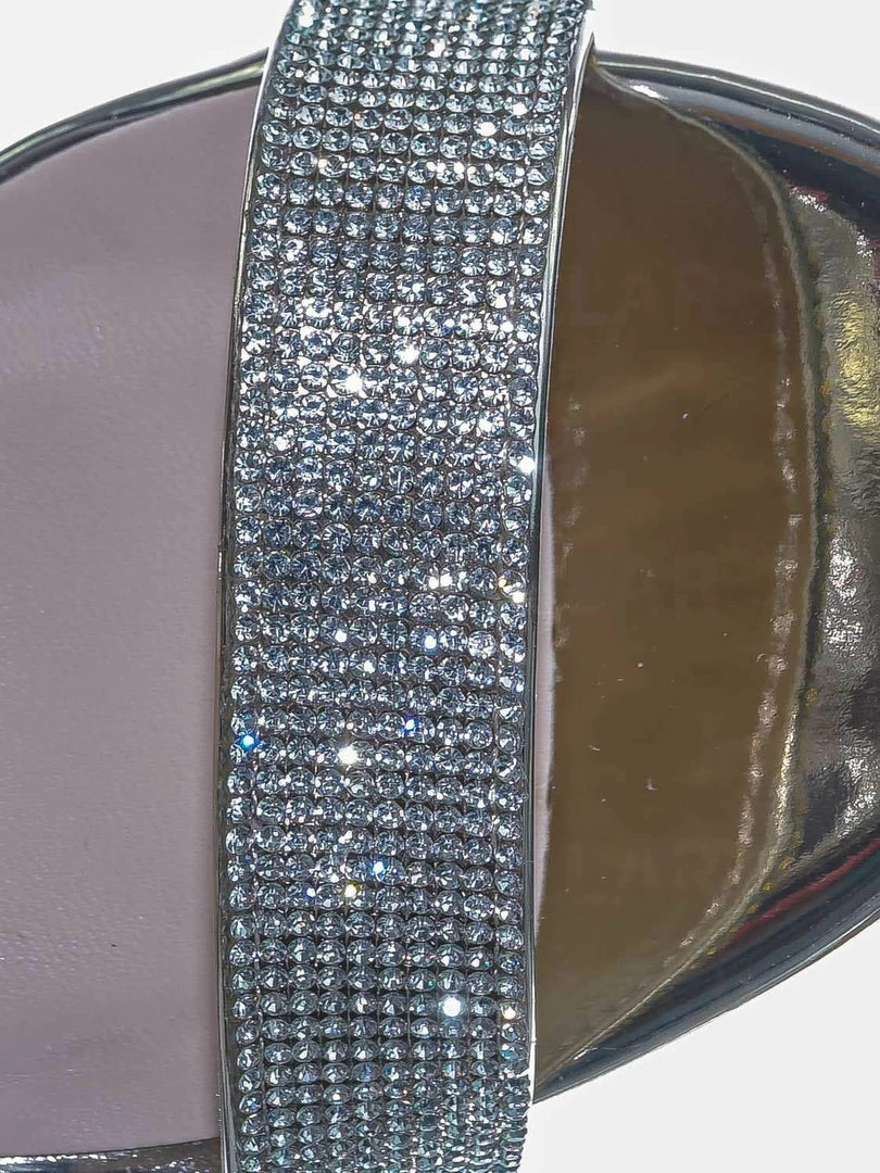 Delicious Laser Rhinestone Crystal Block Heel - Women Evening Shimmering Dress Sandal New