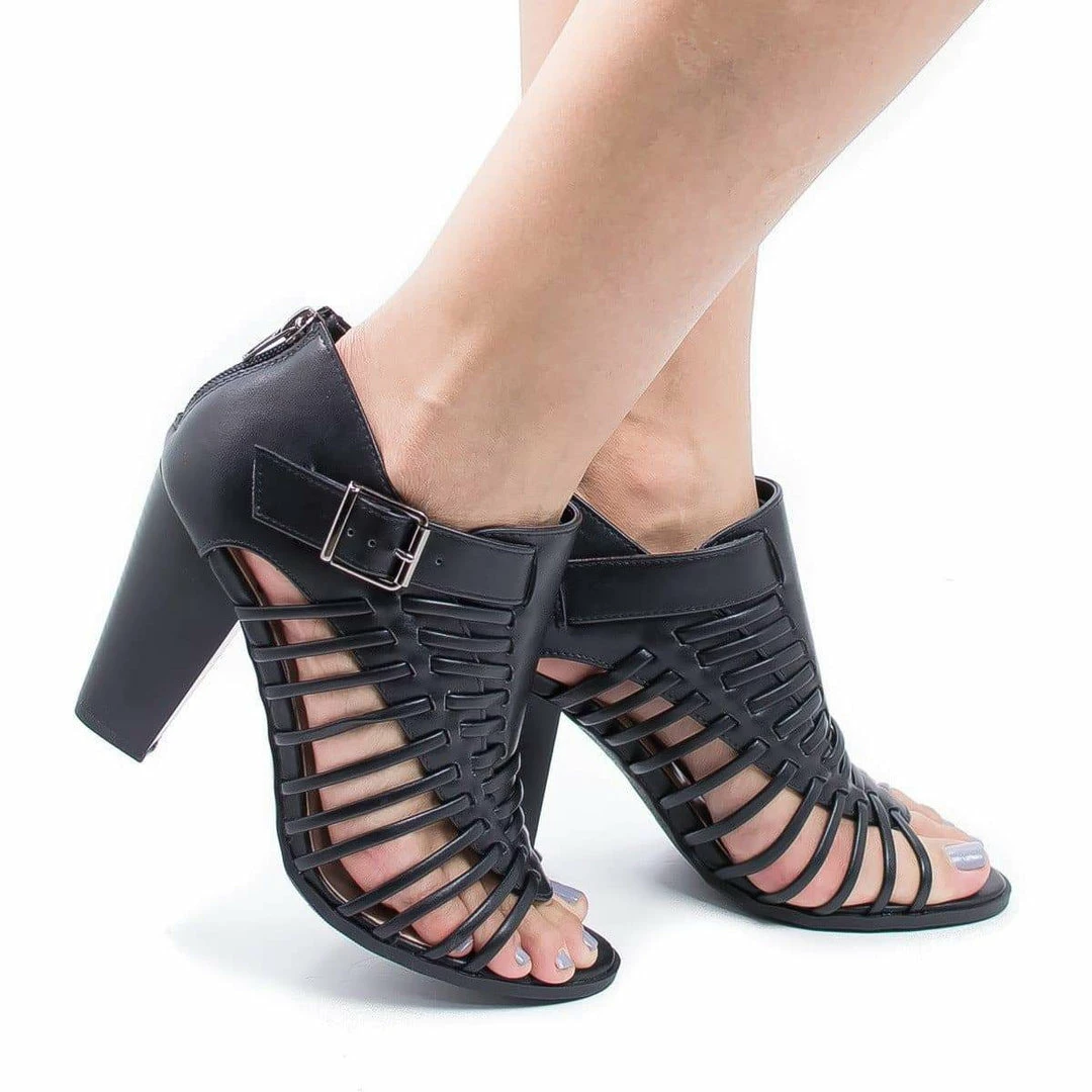 Lecture By Delicious, Open Toe Huarache Woven Stacked Block Heeled Sandal New