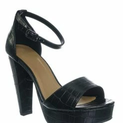 Delicious Libra Block High Platform Sandal - Women 2 Piece Open Toe Ankle Strap Shoes