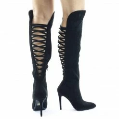 Delicious Neighbor Knee High Back Cage Cutout Boot On High Heel New