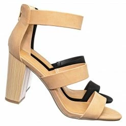 Delicious New Nutmeg Dressy Ankle High Heel Sandal - Womens 3 Strap Open Toe Chunky Block Shoe