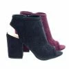 Delicious Parking Perforated Chunky Block Heel Sandal Bootie W Sling Back & Peep Toe