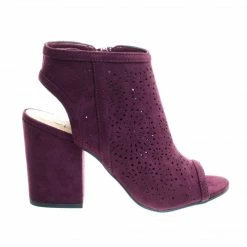 Delicious Parking Perforated Chunky Block Heel Sandal Bootie W Sling Back & Peep Toe