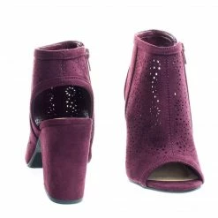 Delicious Parking Perforated Chunky Block Heel Sandal Bootie W Sling Back & Peep Toe