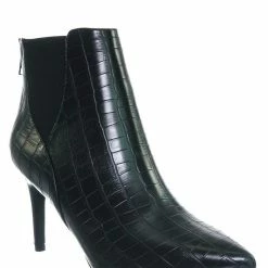 Delicious Rack Pointed Toe Ankle Bootie - Women Chelsea High Heel Croc Print Elastic