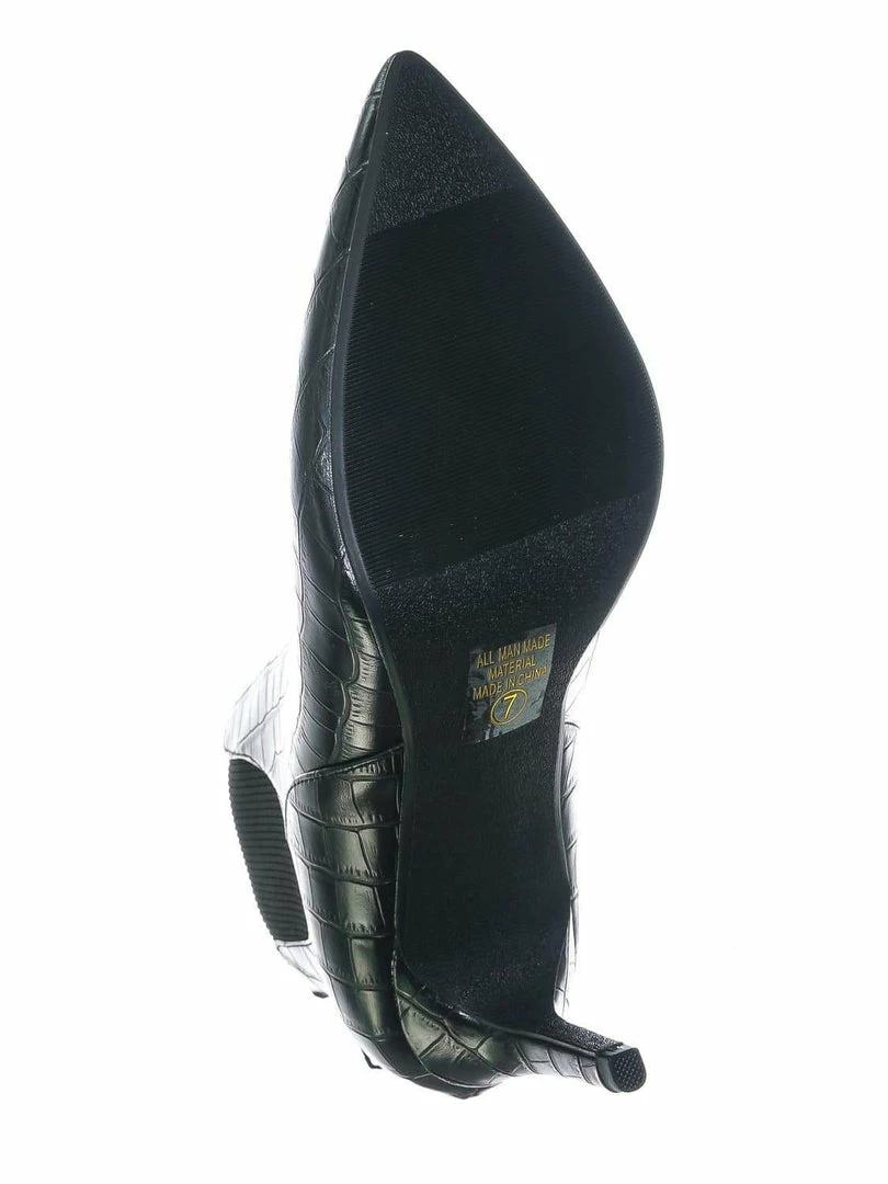 Delicious Rack Pointed Toe Ankle Bootie - Women Chelsea High Heel Croc Print Elastic