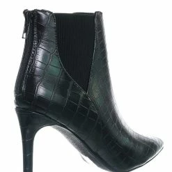 Delicious Rack Pointed Toe Ankle Bootie - Women Chelsea High Heel Croc Print Elastic