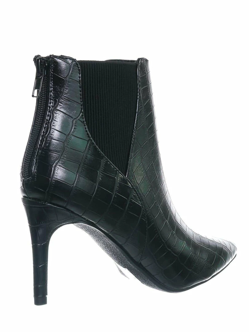 Delicious Rack Pointed Toe Ankle Bootie - Women Chelsea High Heel Croc Print Elastic