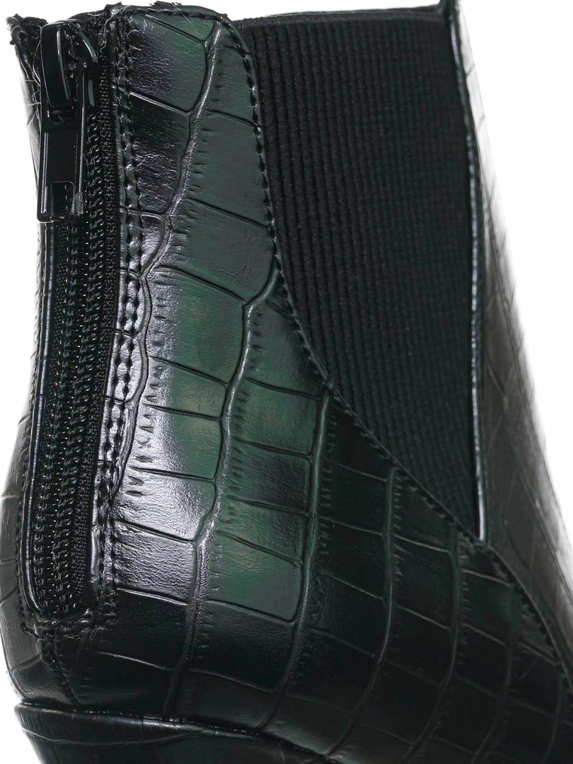 Delicious Rack Pointed Toe Ankle Bootie - Women Chelsea High Heel Croc Print Elastic