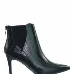 Delicious Rack Pointed Toe Ankle Bootie - Women Chelsea High Heel Croc Print Elastic