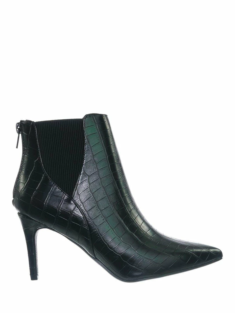 Delicious Rack Pointed Toe Ankle Bootie - Women Chelsea High Heel Croc Print Elastic