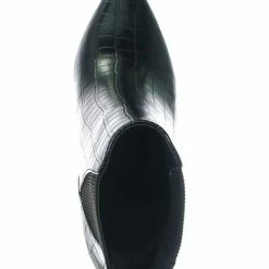 Delicious Rack Pointed Toe Ankle Bootie - Women Chelsea High Heel Croc Print Elastic