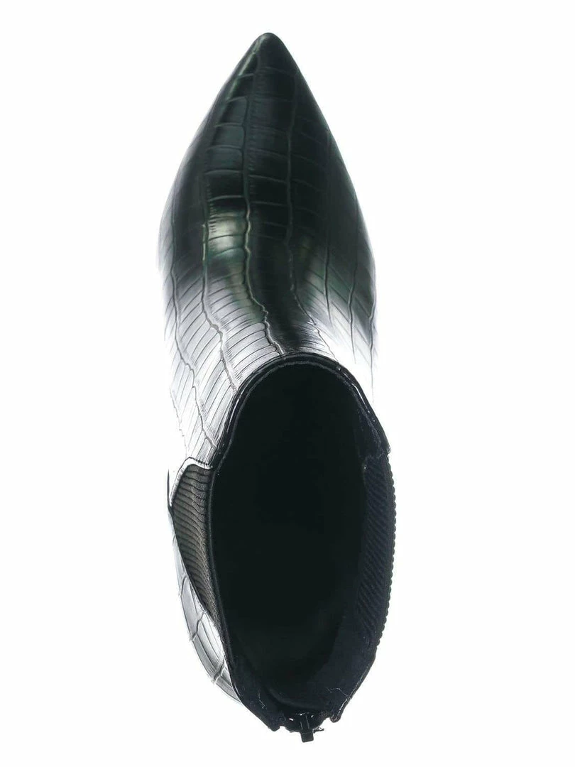Delicious Rack Pointed Toe Ankle Bootie - Women Chelsea High Heel Croc Print Elastic