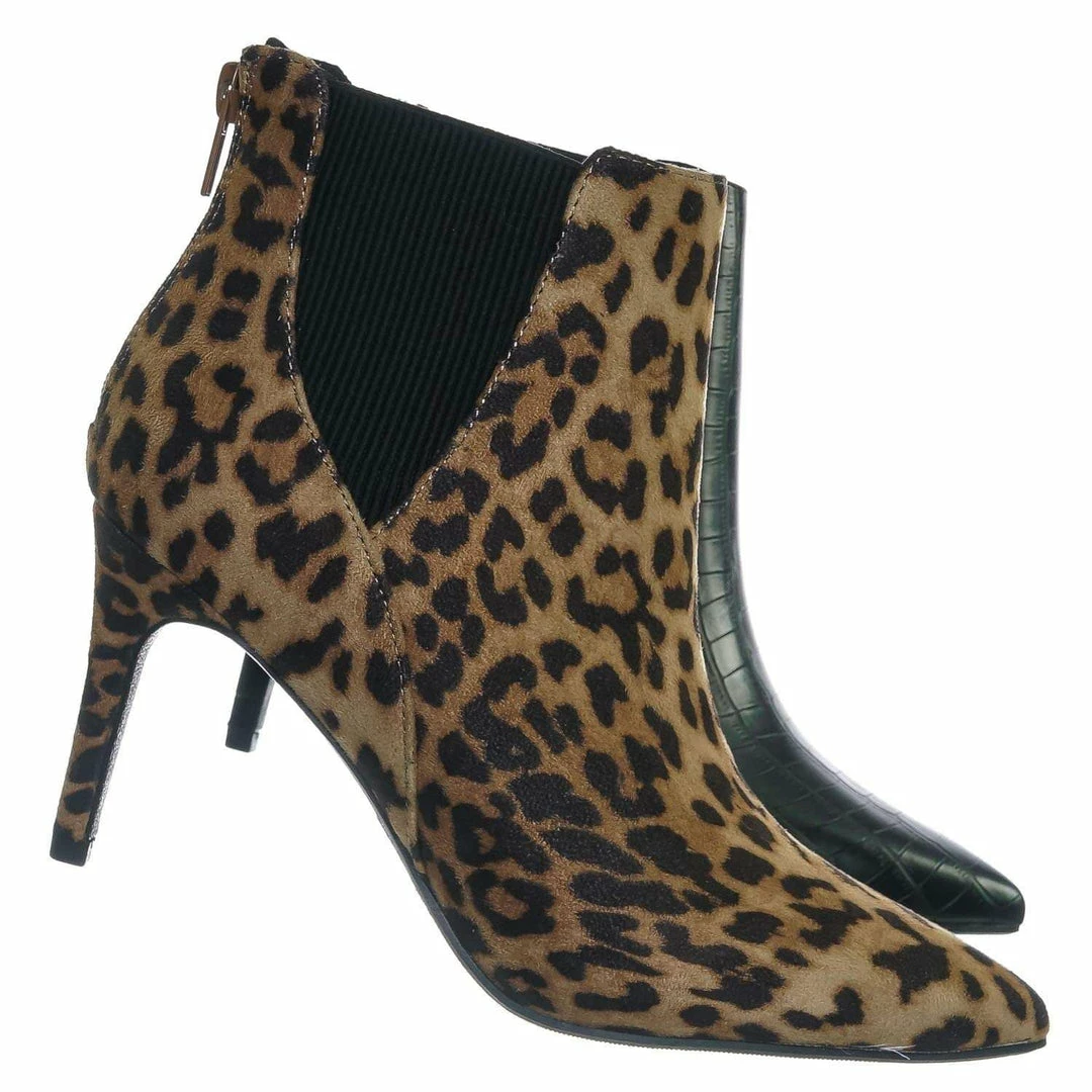 Delicious Rack Pointed Toe Ankle Bootie - Women Chelsea High Heel Croc Print Elastic