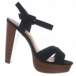 Delicious Rancho Stack Block Heel Platform Sandal - Women Quarter Strap Dress Shoes New