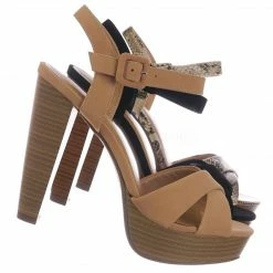 Delicious Rancho Stack Block Heel Platform Sandal - Women Quarter Strap Dress Shoes New
