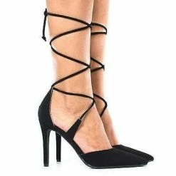 Rooth By Delicious, D'Orsay Ankle Wrap Around Stiletto High Heel Pumps New