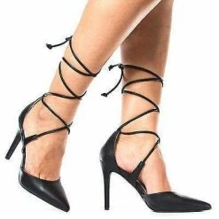 Rooth By Delicious, D'Orsay Ankle Wrap Around Stiletto High Heel Pumps New