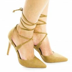 Rooth By Delicious, D'Orsay Ankle Wrap Around Stiletto High Heel Pumps New