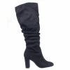 Delicious Treetop High Heel Slouchy Boots - Womens Wrinkled Block Heel Shoe