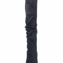 Delicious Treetop High Heel Slouchy Boots - Womens Wrinkled Block Heel Shoe