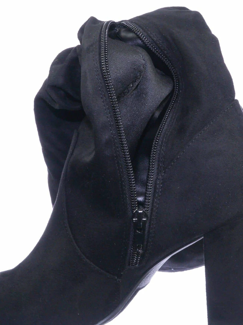 Delicious Treetop High Heel Slouchy Boots - Womens Wrinkled Block Heel Shoe