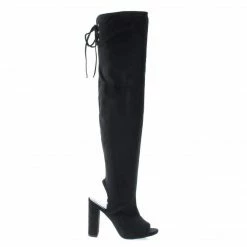 New Truffle By Delicious, Women's OTK Over Knee Peep Toe, Open Heel & Corset Lace Tie Back