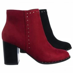 Delicious Upland Micro Metal Stud On Chunky Block High Heel Ankle Bootie New