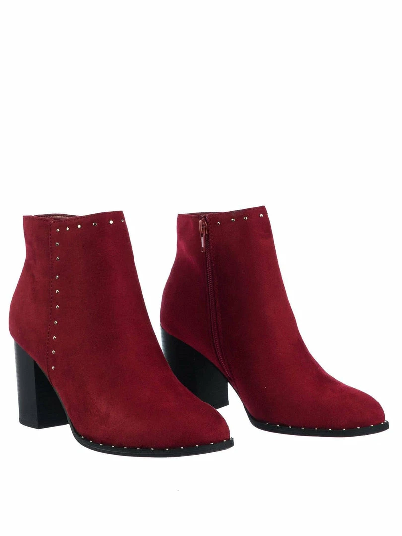 Delicious Upland Micro Metal Stud On Chunky Block High Heel Ankle Bootie New