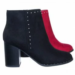 Delicious Upland Micro Metal Stud On Chunky Block High Heel Ankle Bootie New